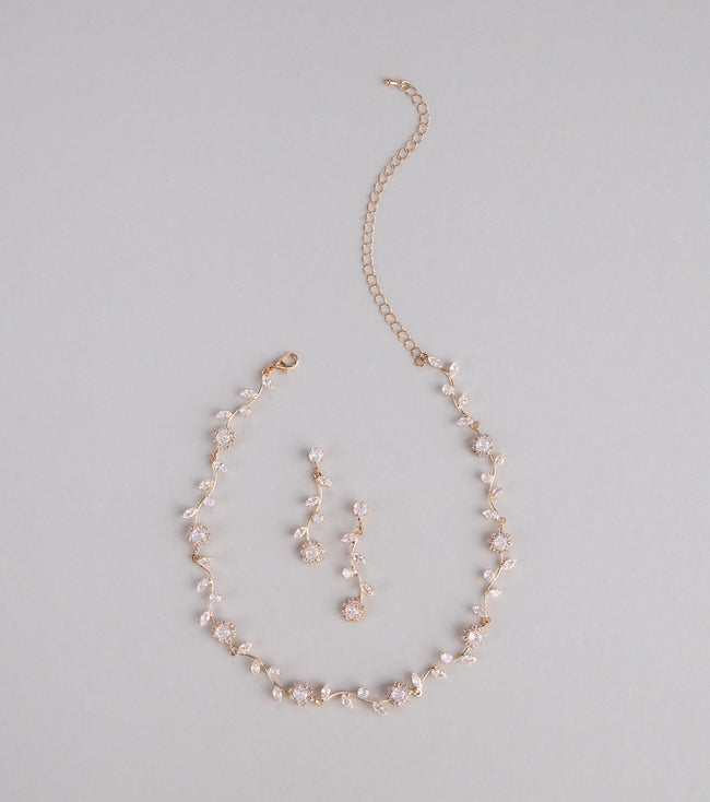 Floral Beauty Necklace And Earrings Set