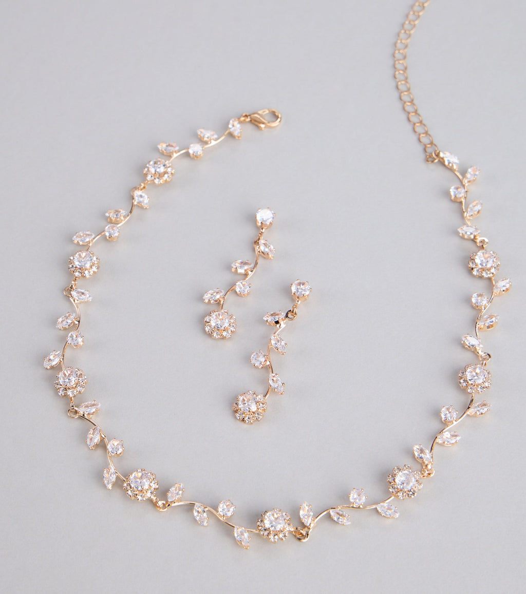 Floral Beauty Necklace And Earrings Set