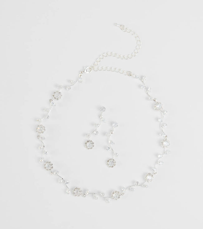 Floral Beauty Necklace And Earrings Set