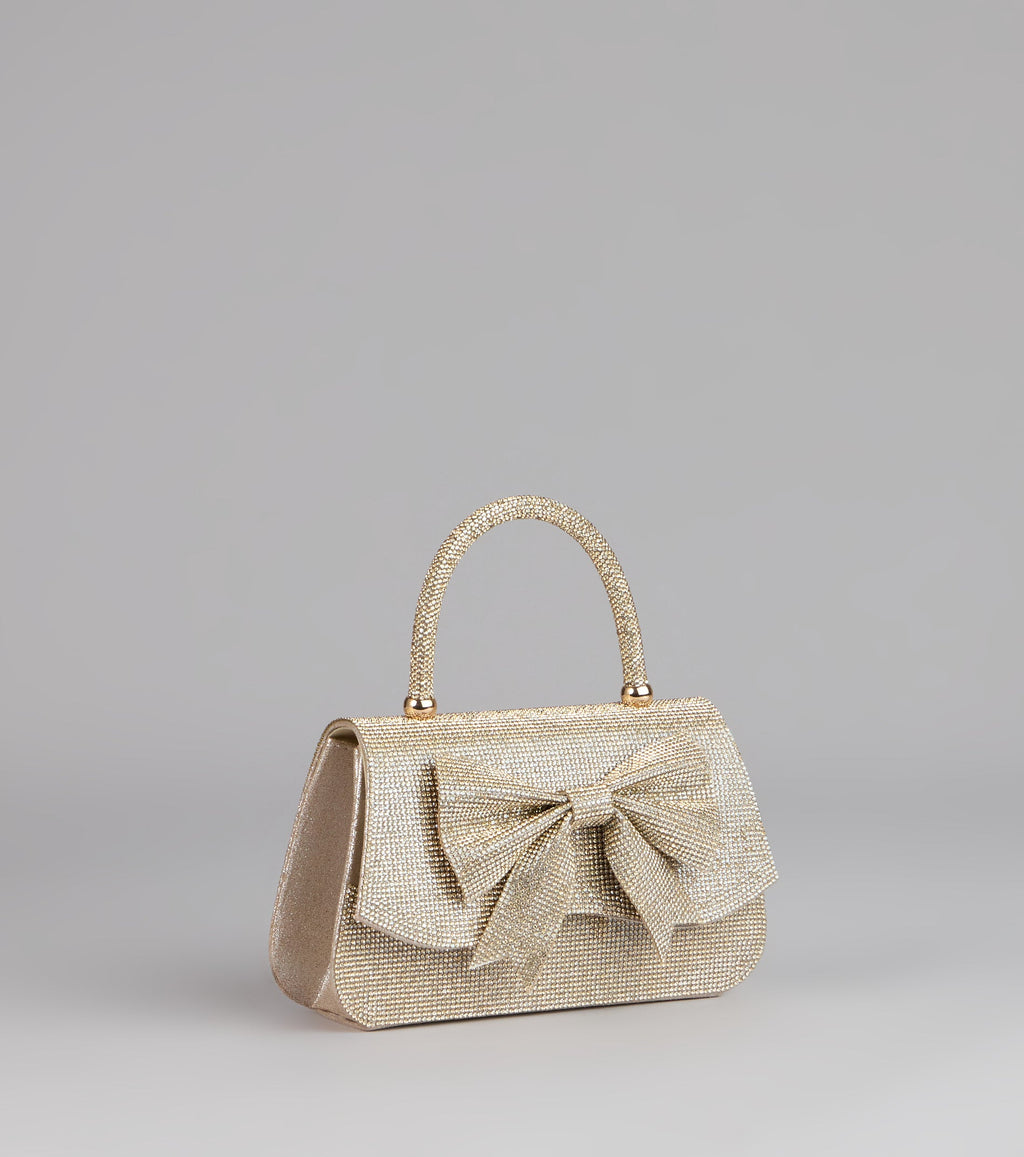 So Pristine Bow Rhinestone Purse