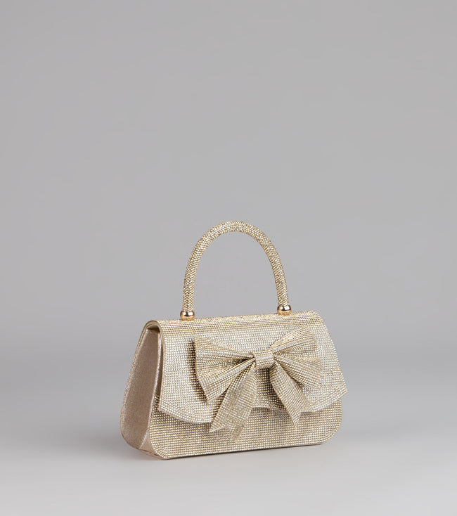 So Pristine Bow Rhinestone Purse