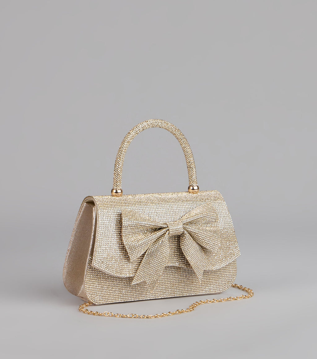 So Pristine Bow Rhinestone Purse