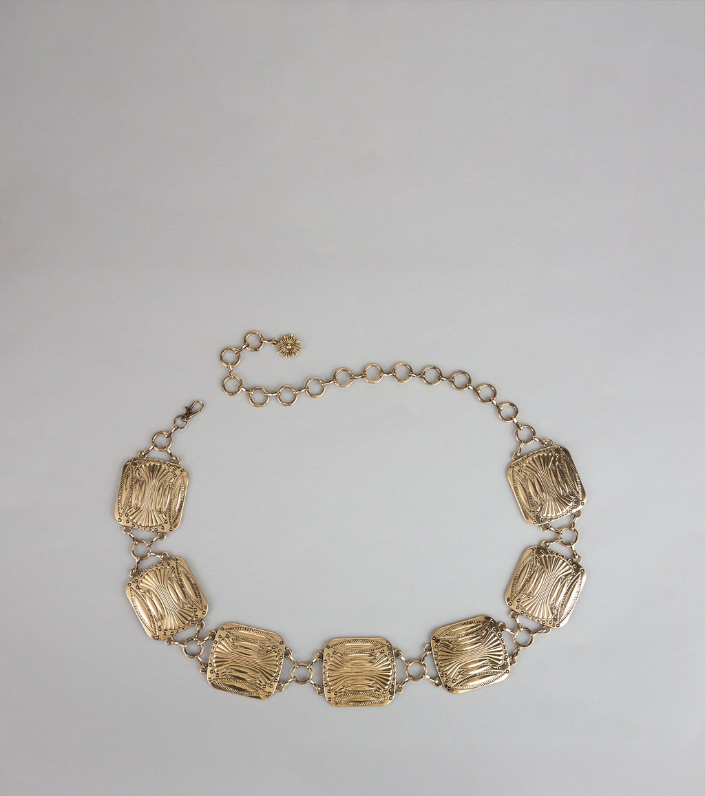 Vintage Glam Square Concho Chain Belt
