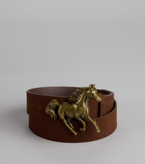 Frontier Flair Faux Suede Horse Buckle Belt