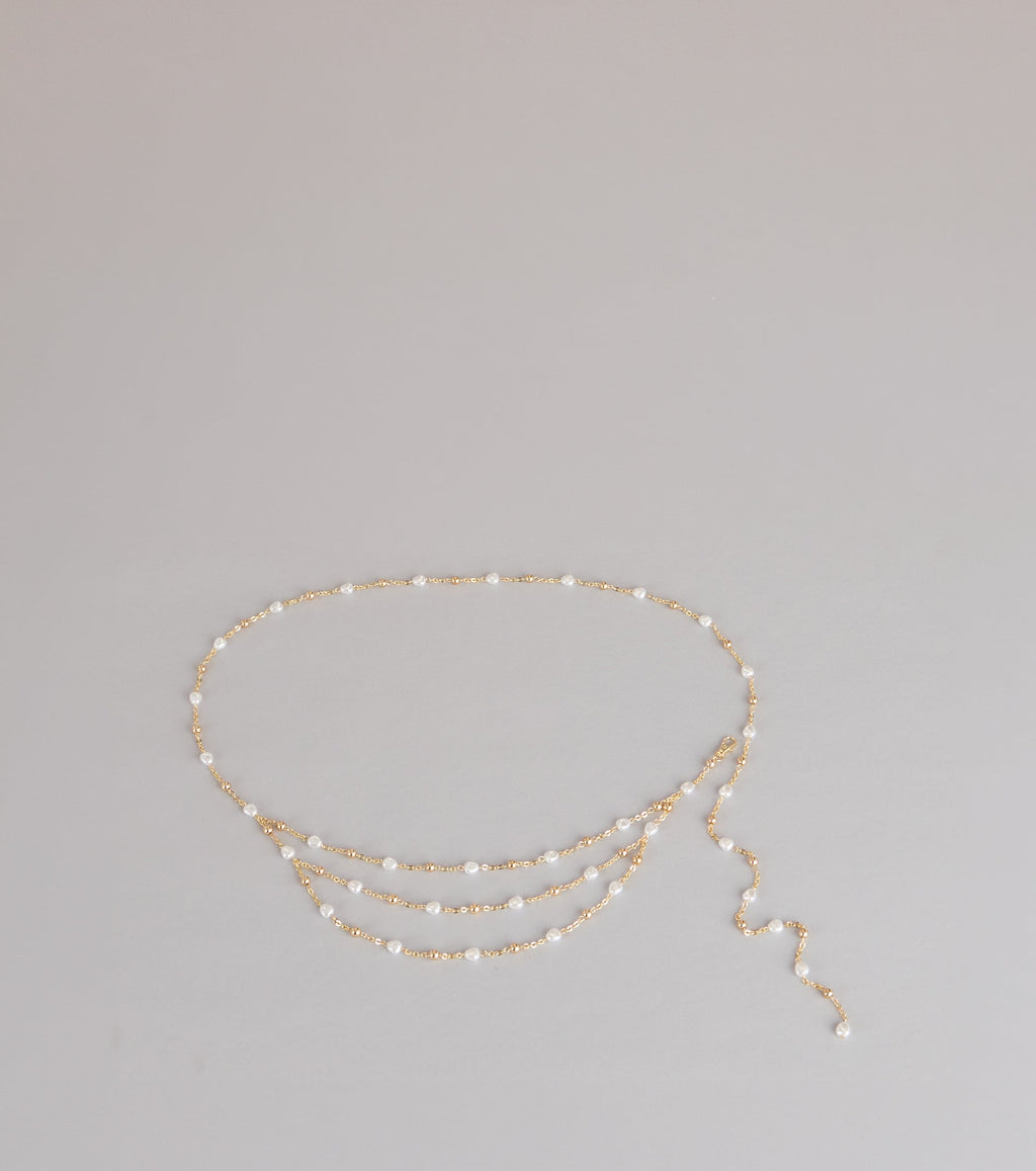 Delicate Glow Pearl Chain Belt