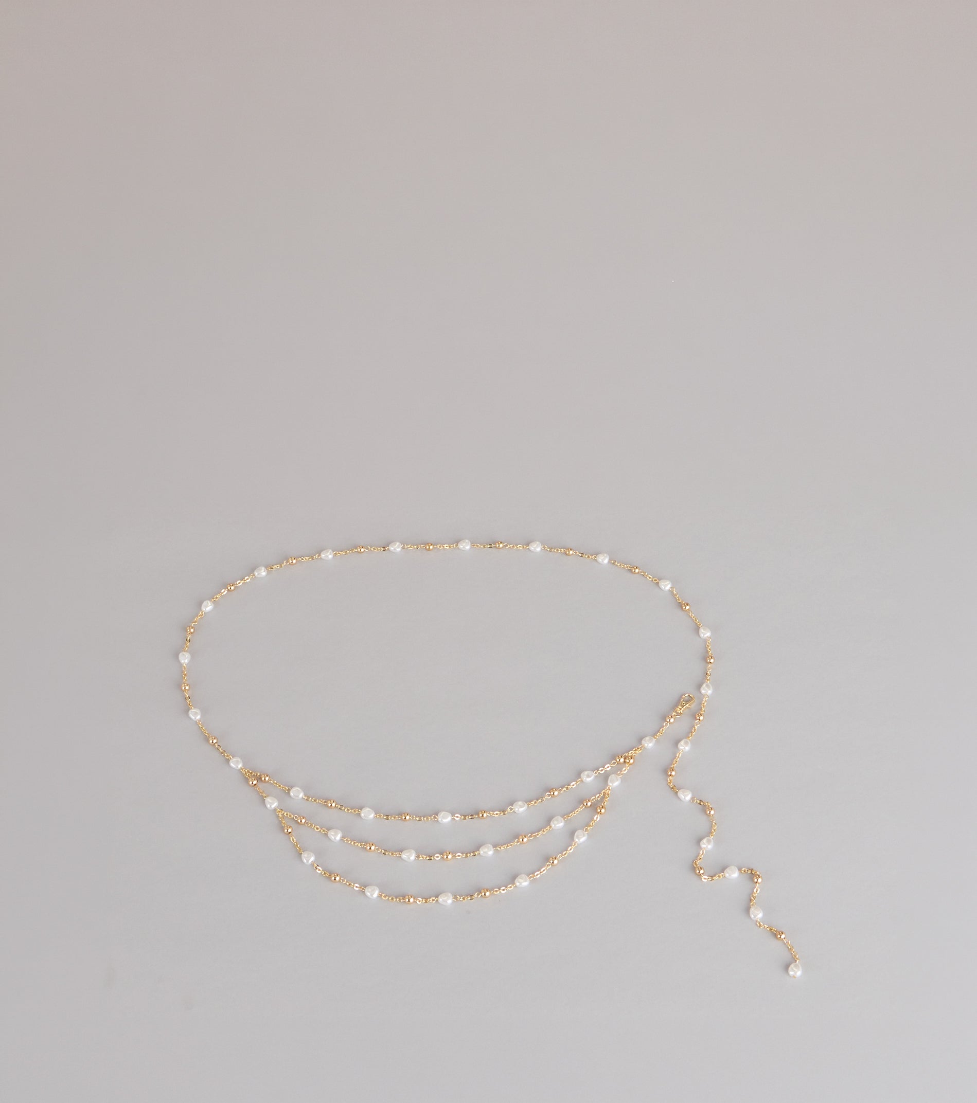 Delicate Glow Pearl Chain Belt