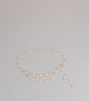 Delicate Glow Pearl Chain Belt