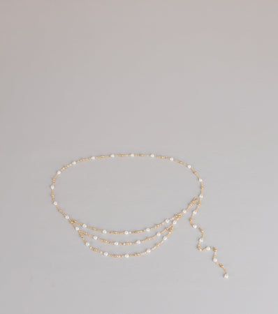 Delicate Glow Pearl Chain Belt