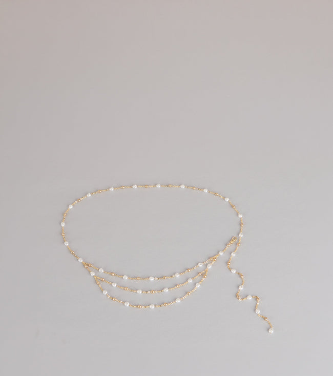 Delicate Glow Pearl Chain Belt