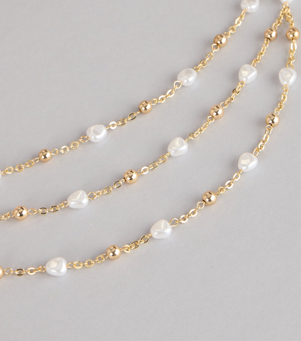 Delicate Glow Pearl Chain Belt