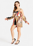 Women's Orange Tropical Floral Cold Shoulder Romper  Summer Vacation Playsuit